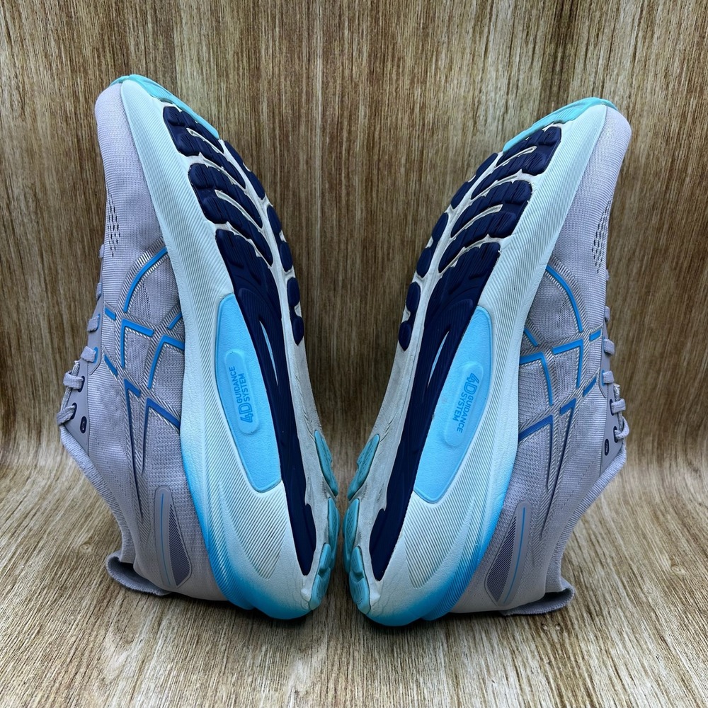 Asics Women's Light Gray and Aqua Athletic Running Shoes - Picture 7 of 10